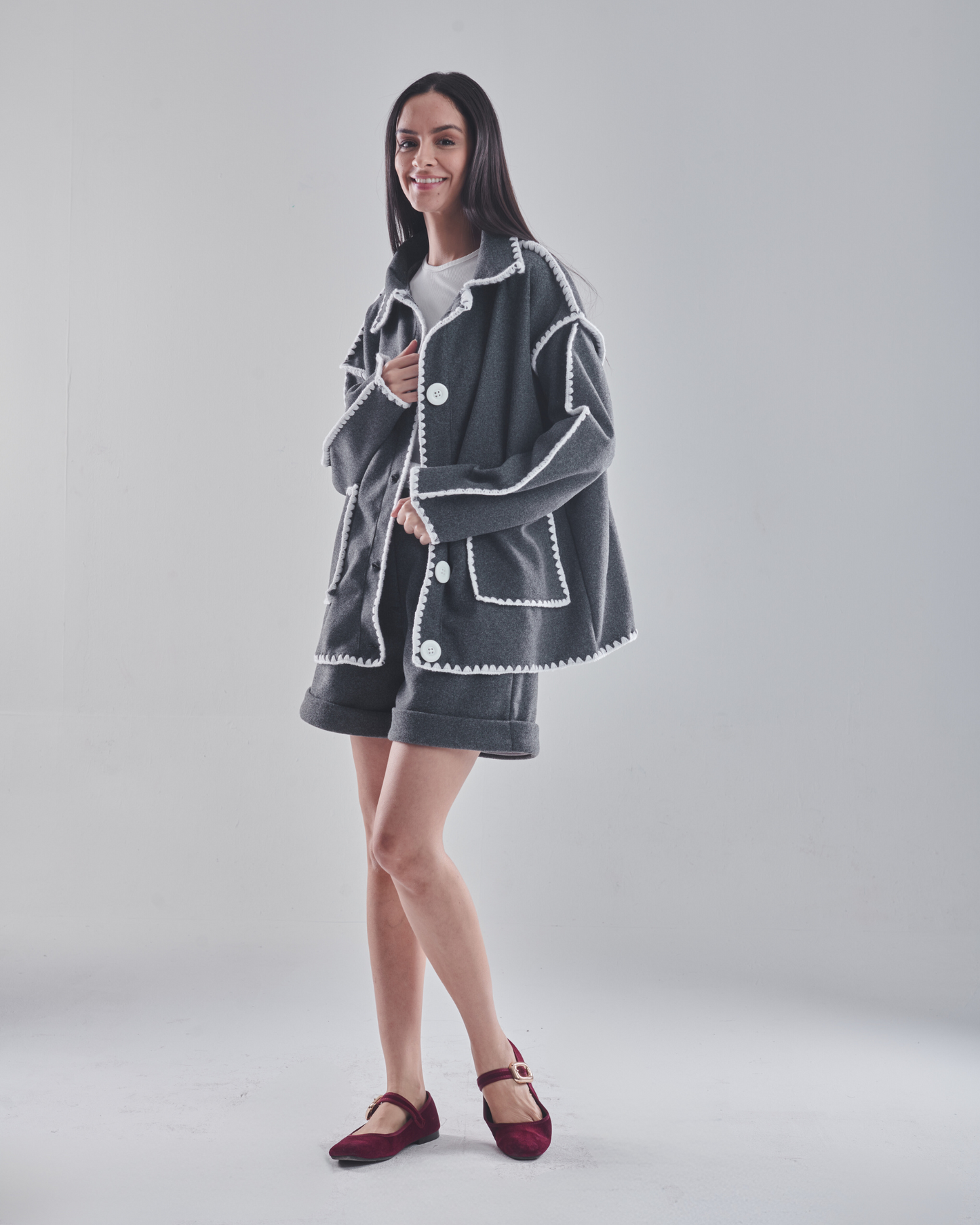 Stitch jacket in grey