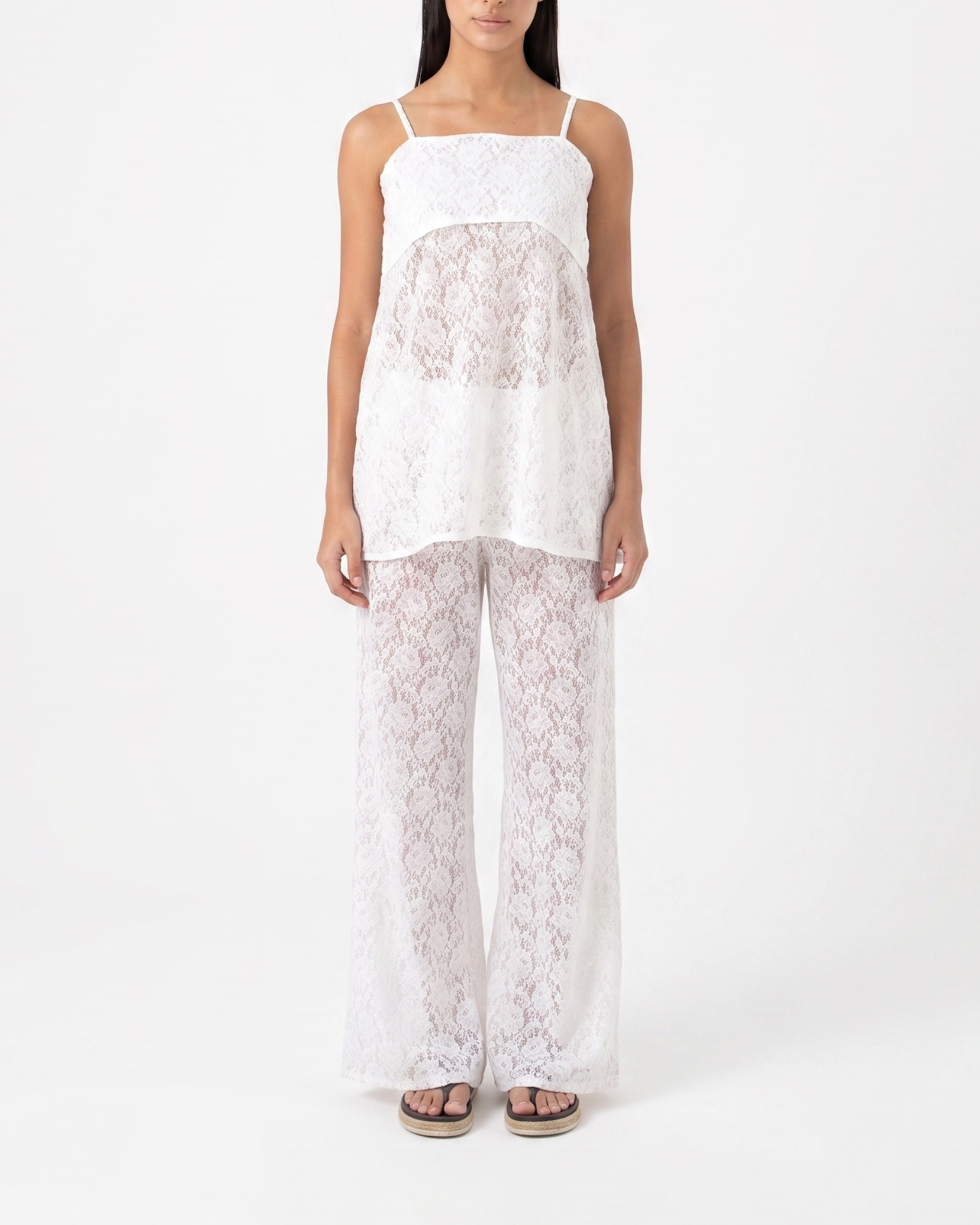 Lace beach pants in white