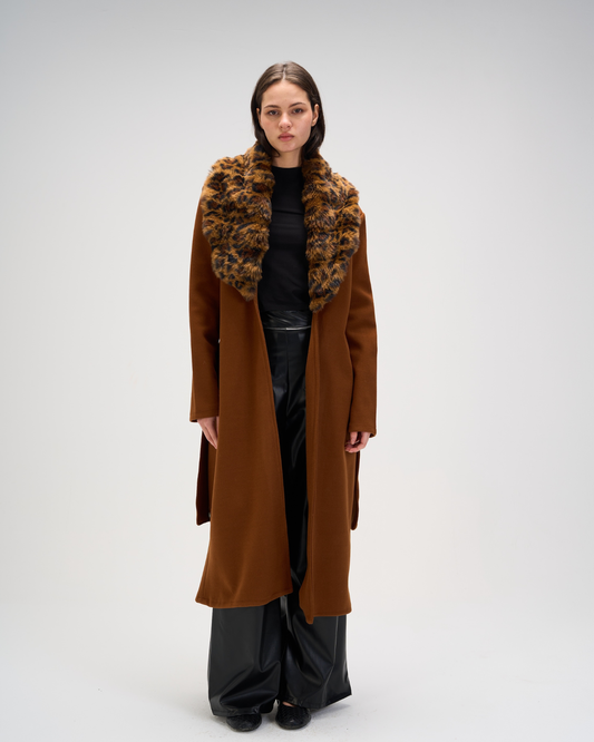 Leopard coat in brown
