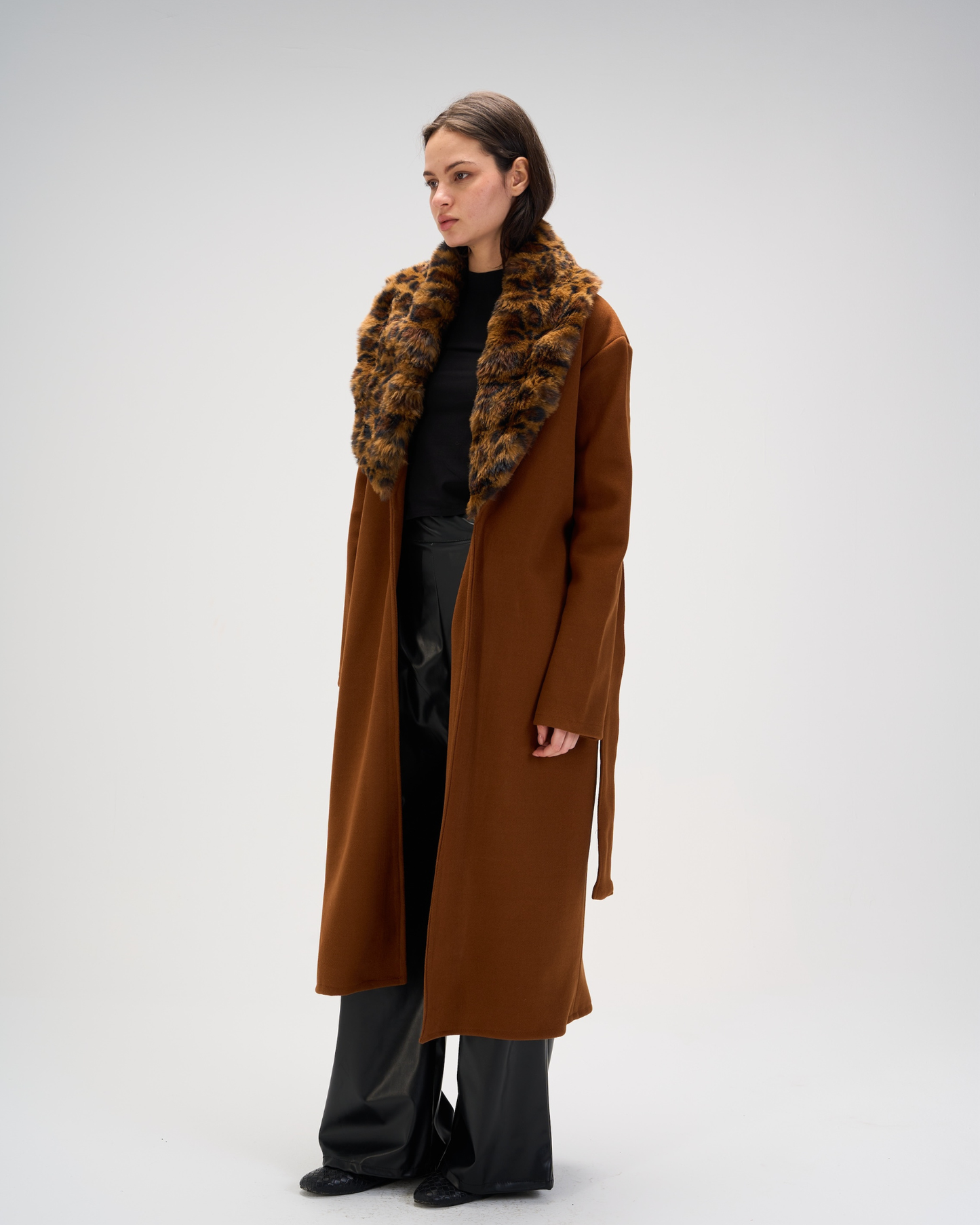 Leopard coat in brown