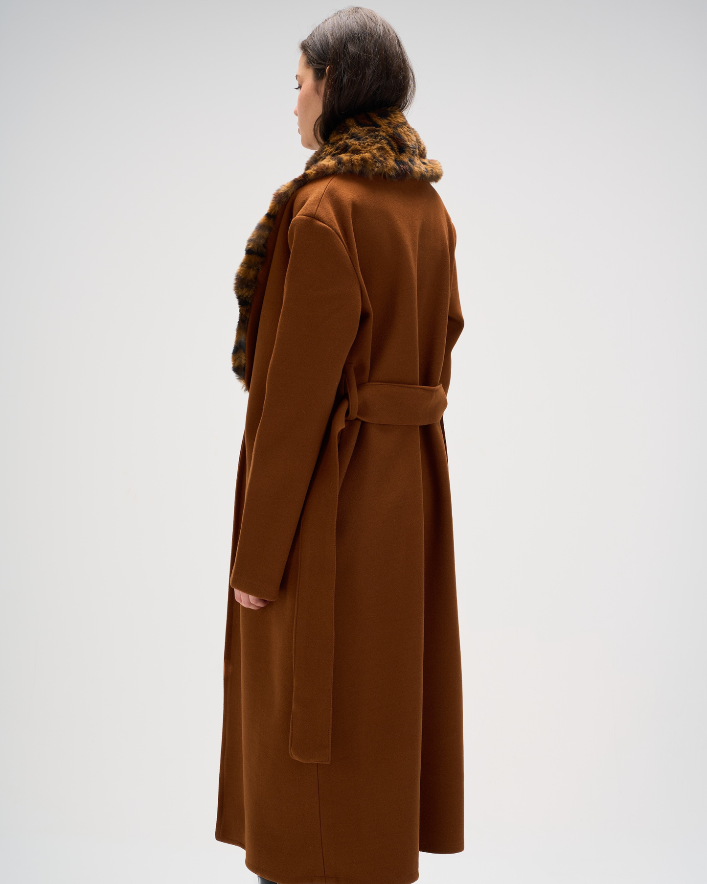 Leopard coat in brown