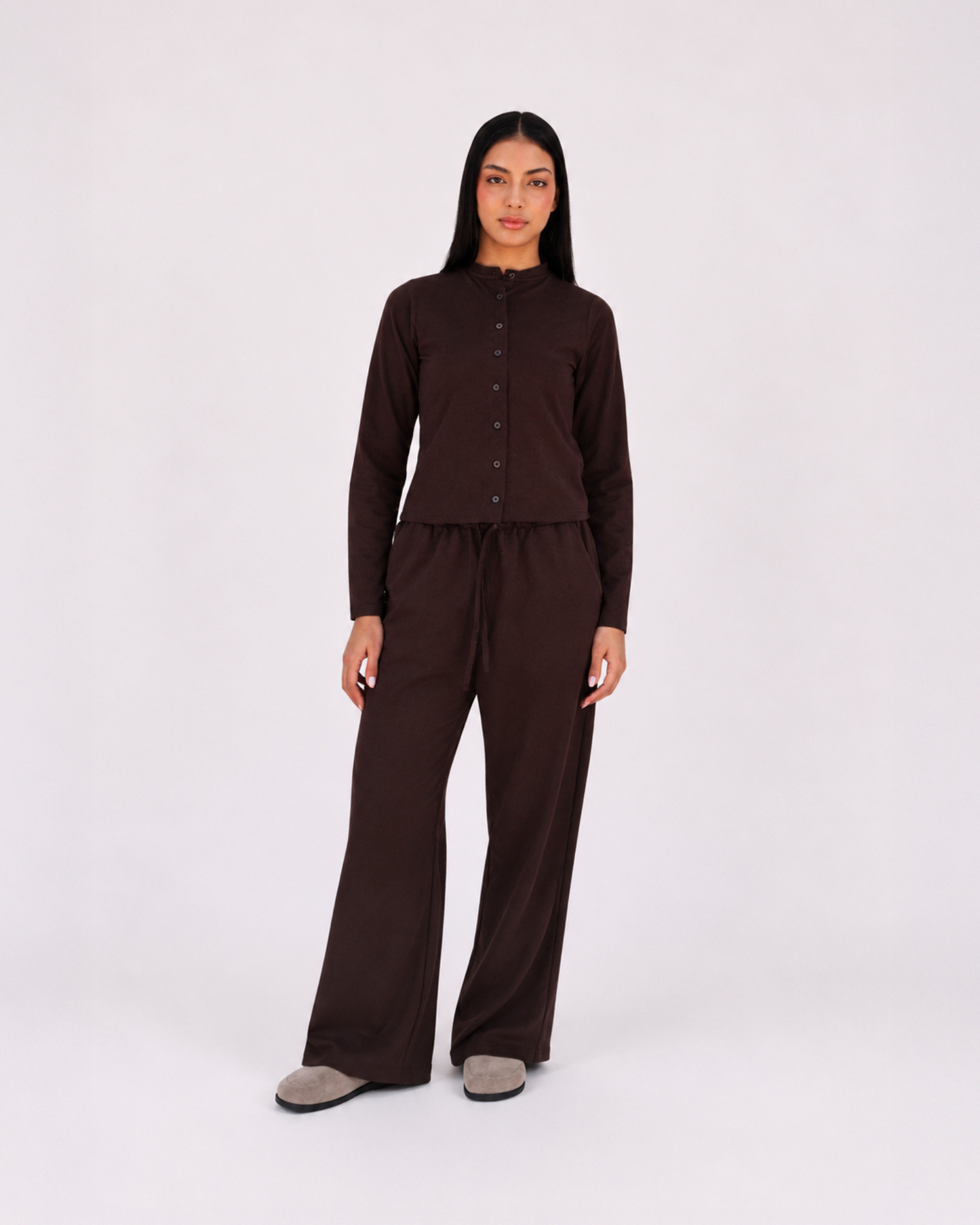 Relaxed set in brown (Long sleeves top + pants)