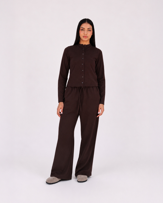 Relaxed set in brown (Long sleeves top + pants)