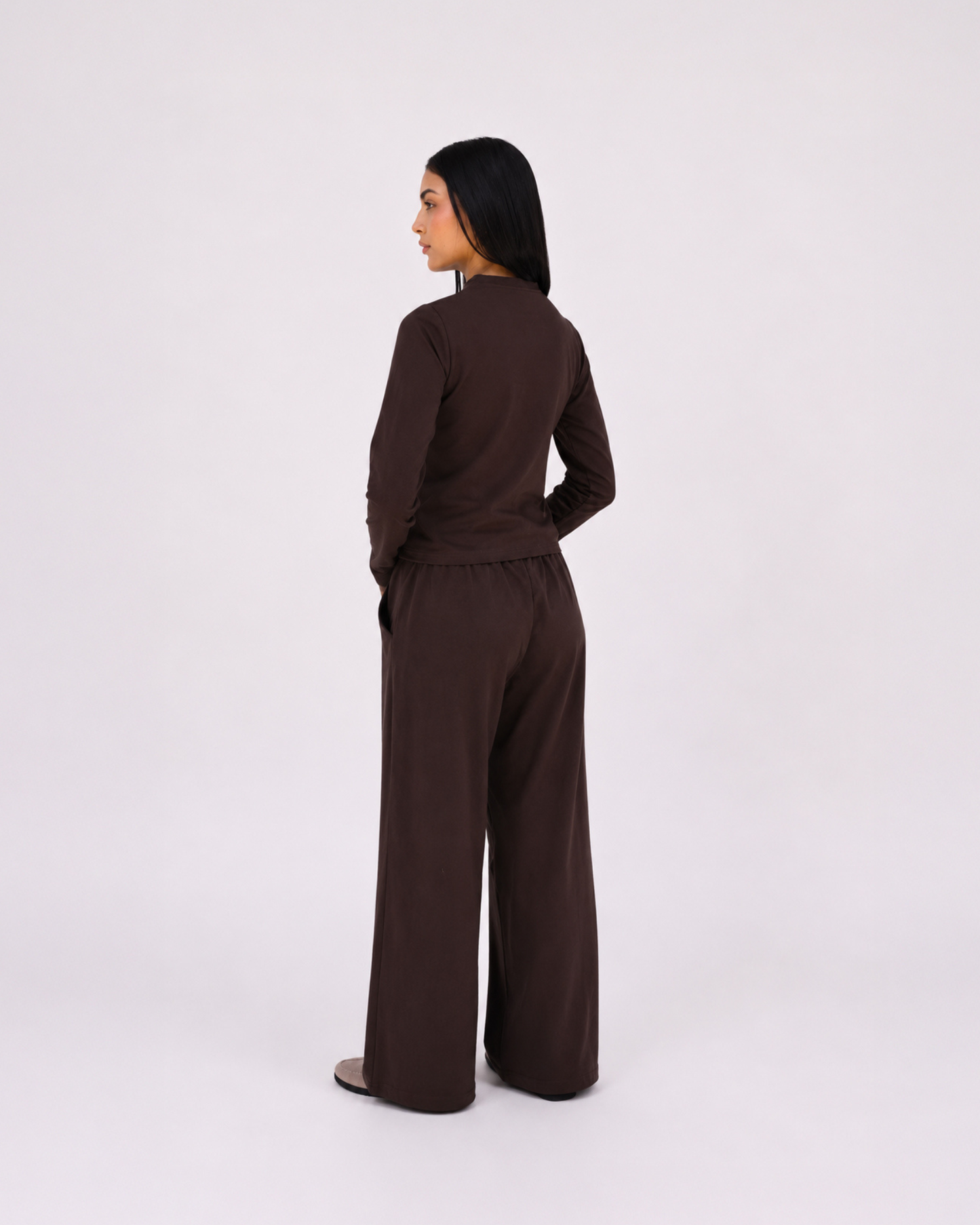 Relaxed set in brown (Long sleeves top + pants)