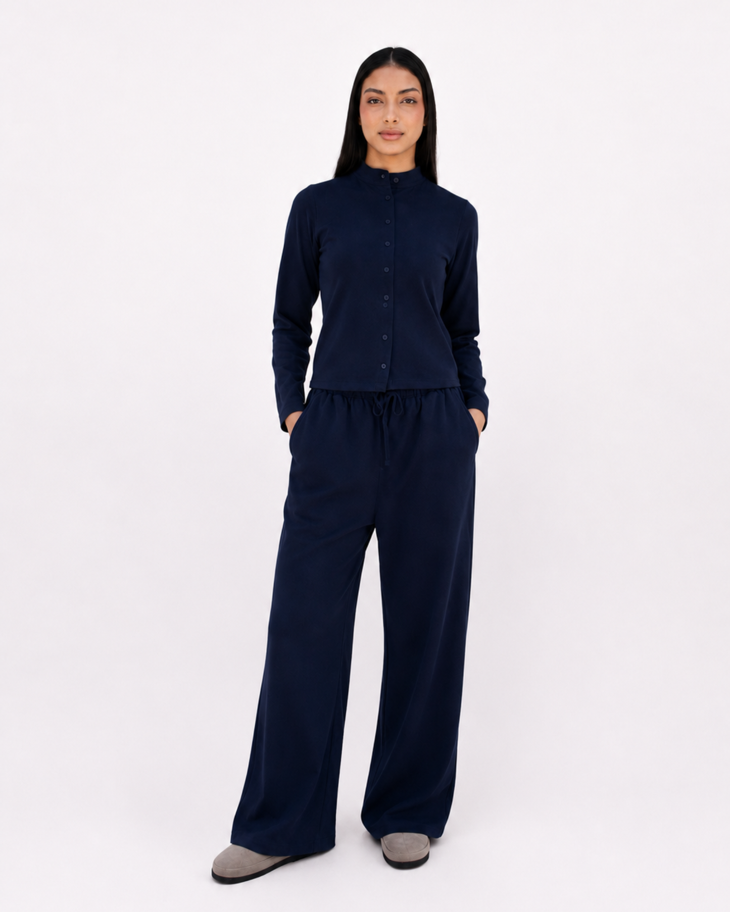 Relaxed set in navy (Long sleeves top + pants)