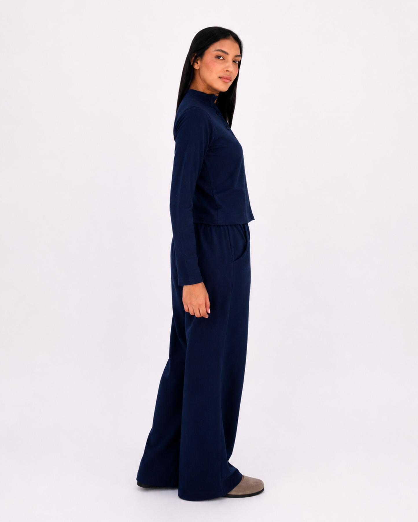 Relaxed set in navy (Long sleeves top + pants)
