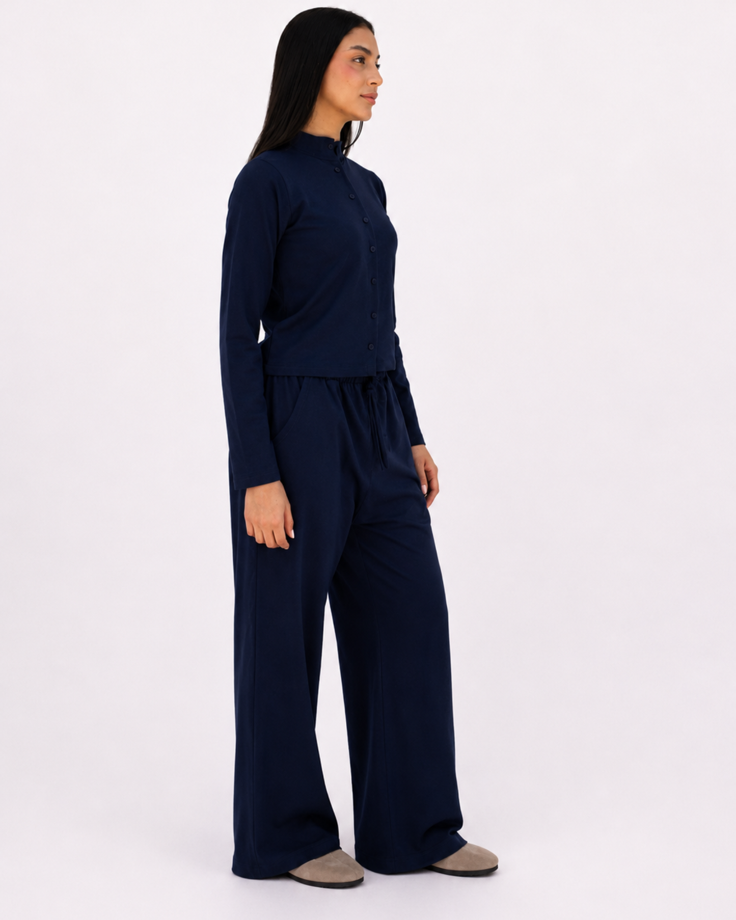 Relaxed set in navy (Long sleeves top + pants)