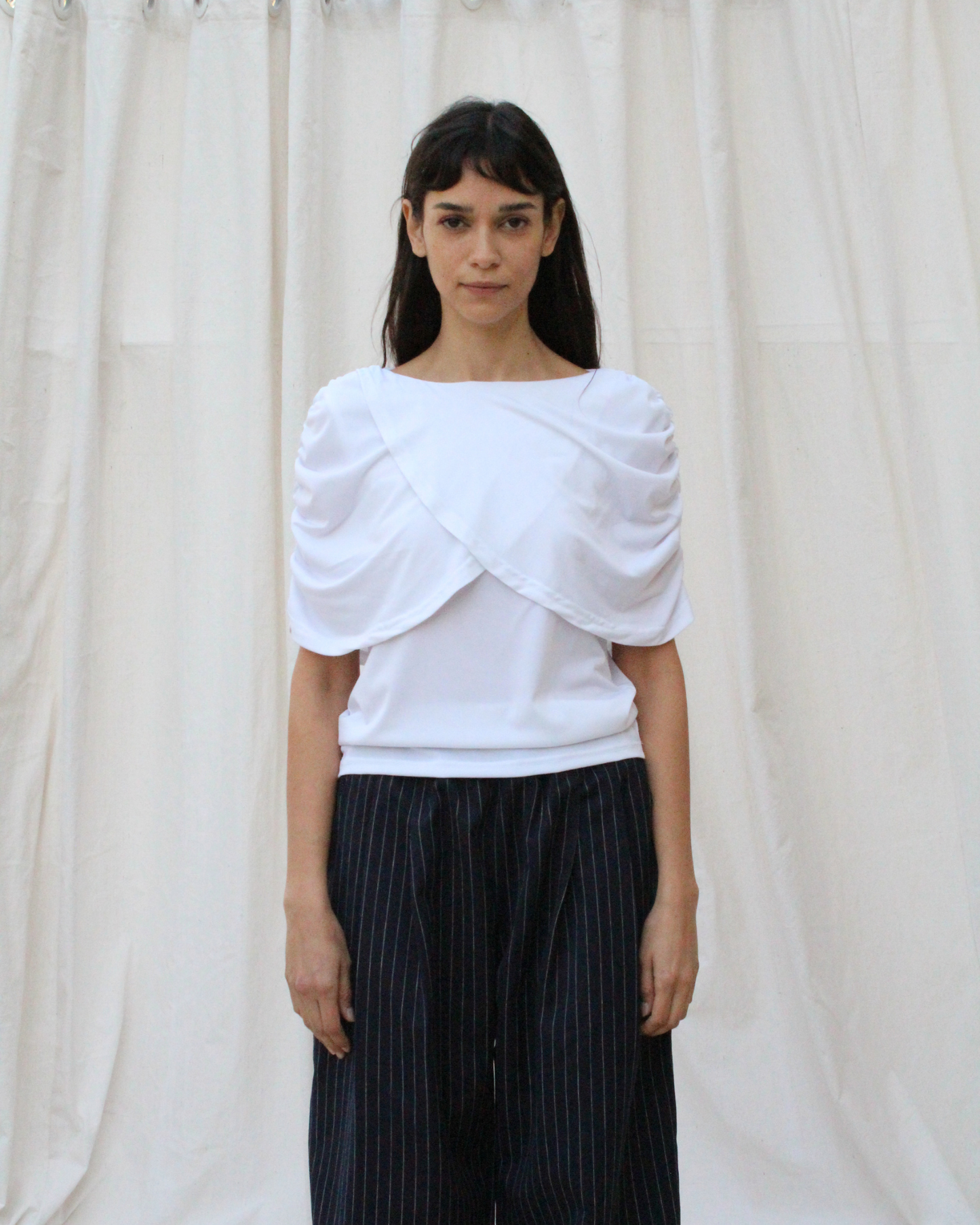 Wave short sleeve top in white