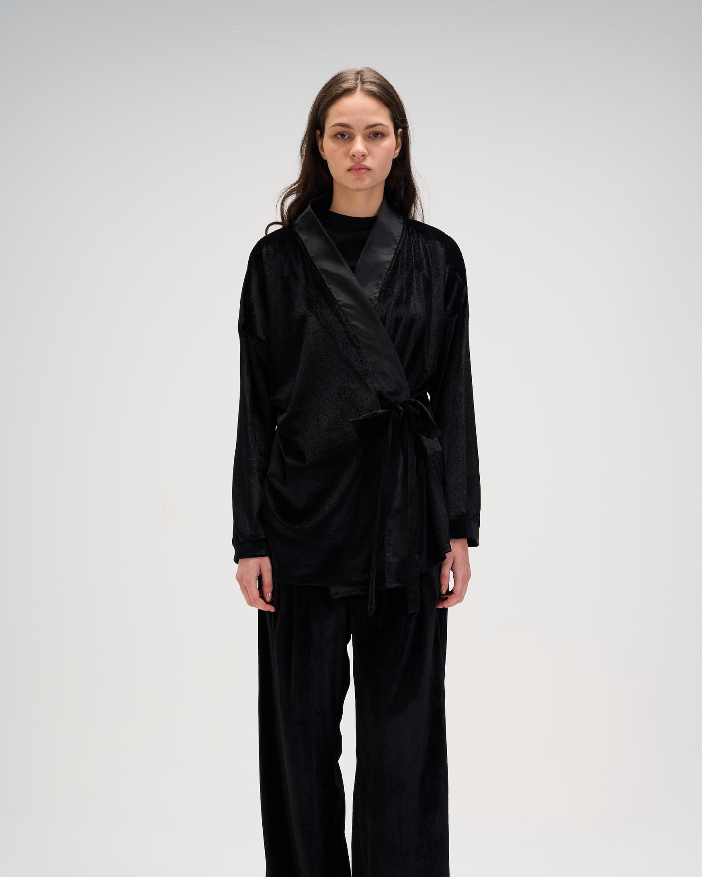 Constructed kimono in black