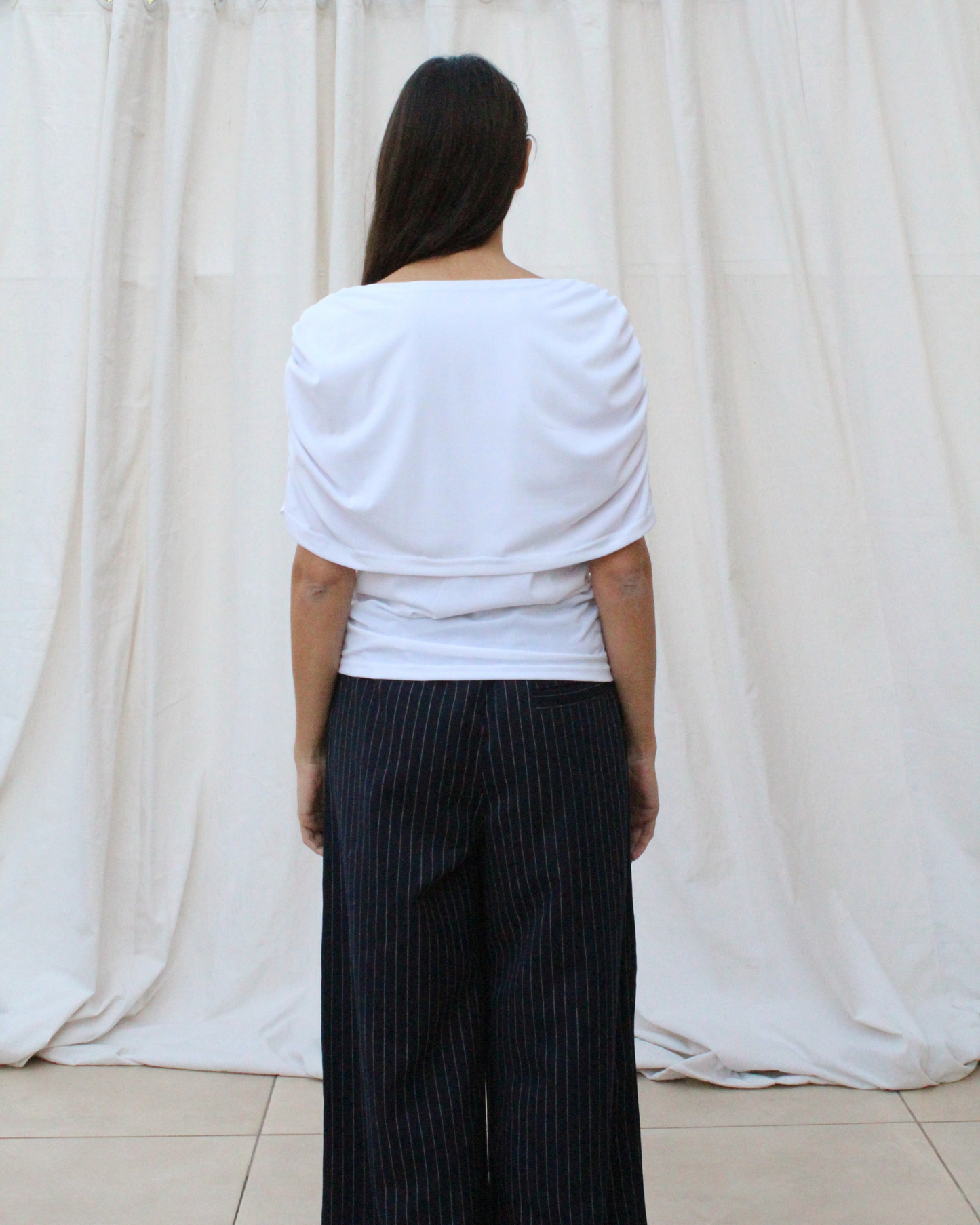 Wave short sleeve top in white