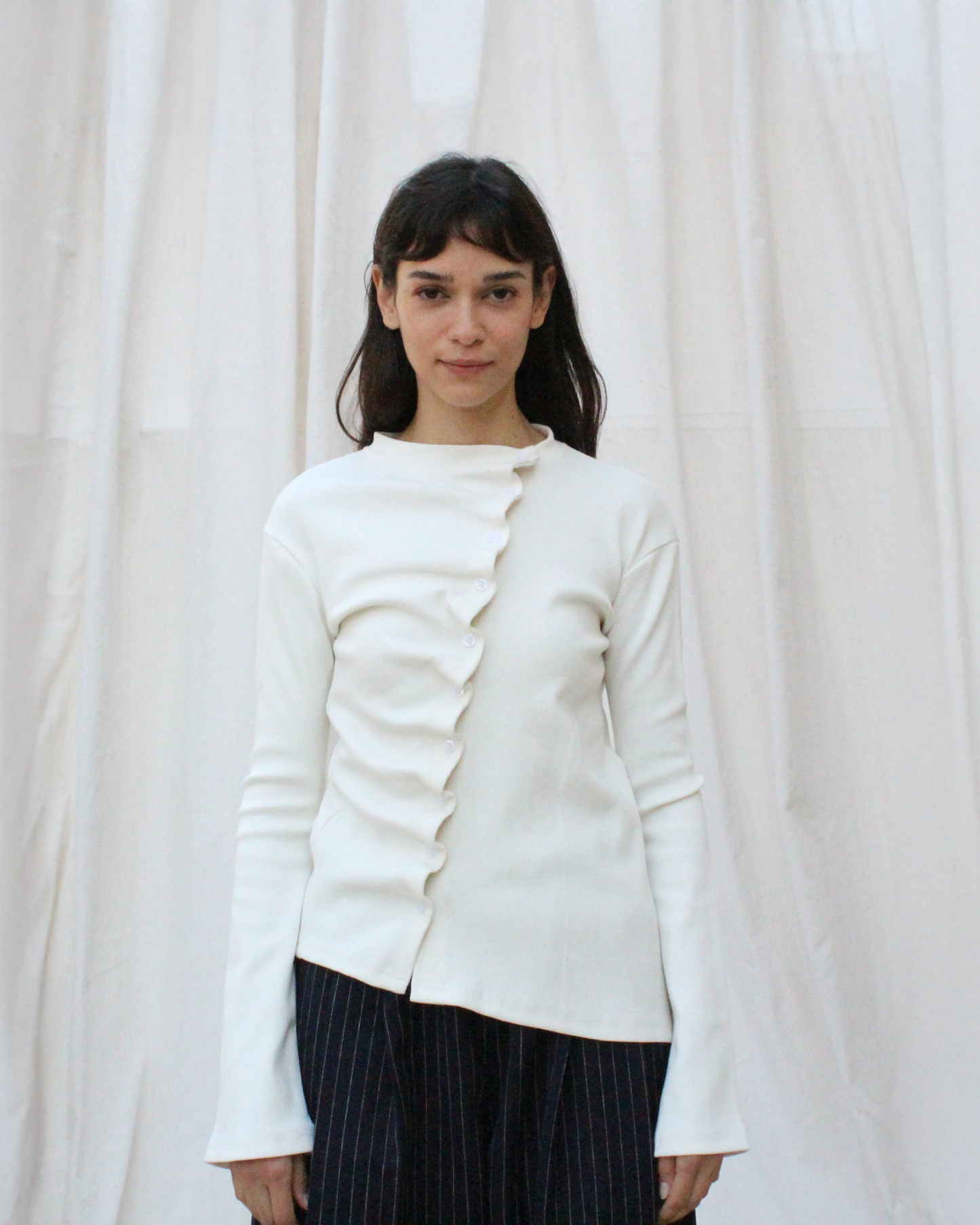 Sided tee in white