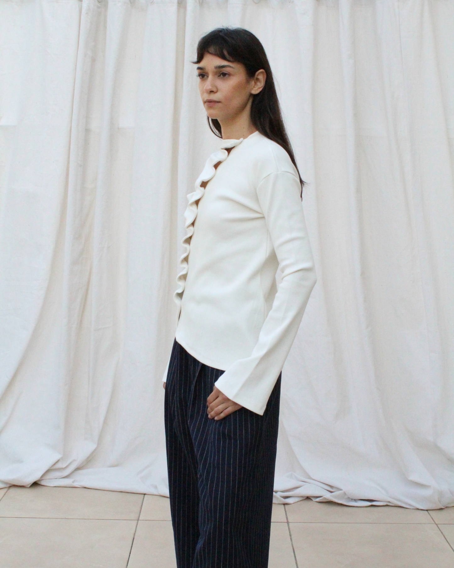 Sided tee in white