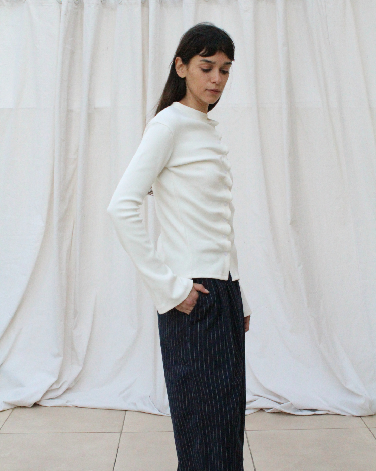 Sided tee in white