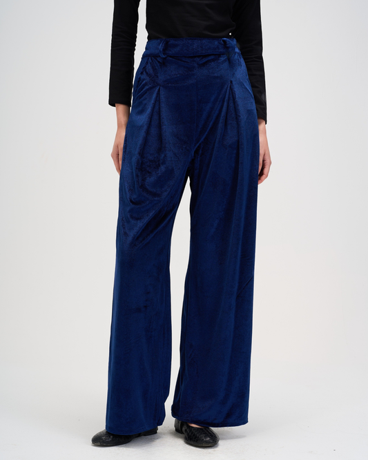 Main pants in navy velvet