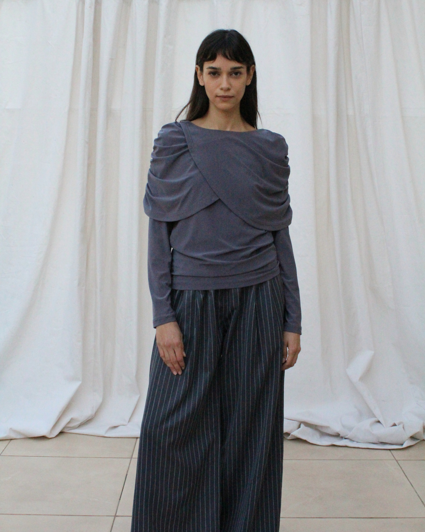 Wave long sleeve top in grey
