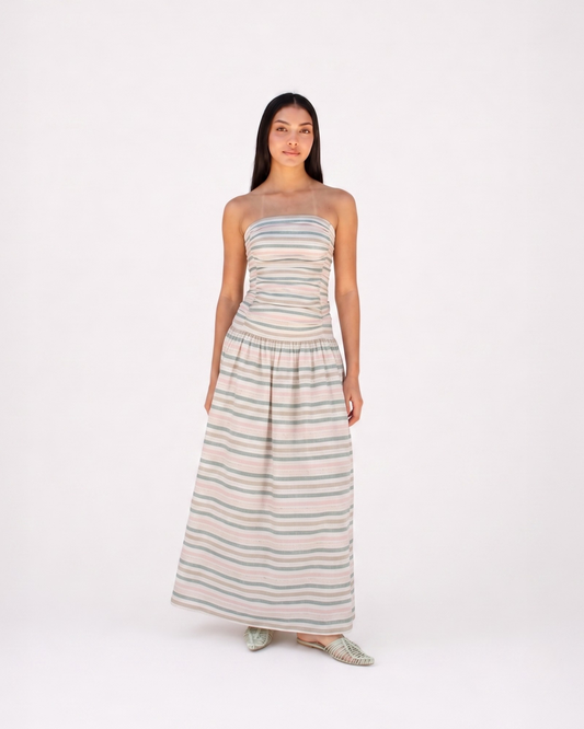 Flatter dress 2.0 in stripes (Jade + Pink)