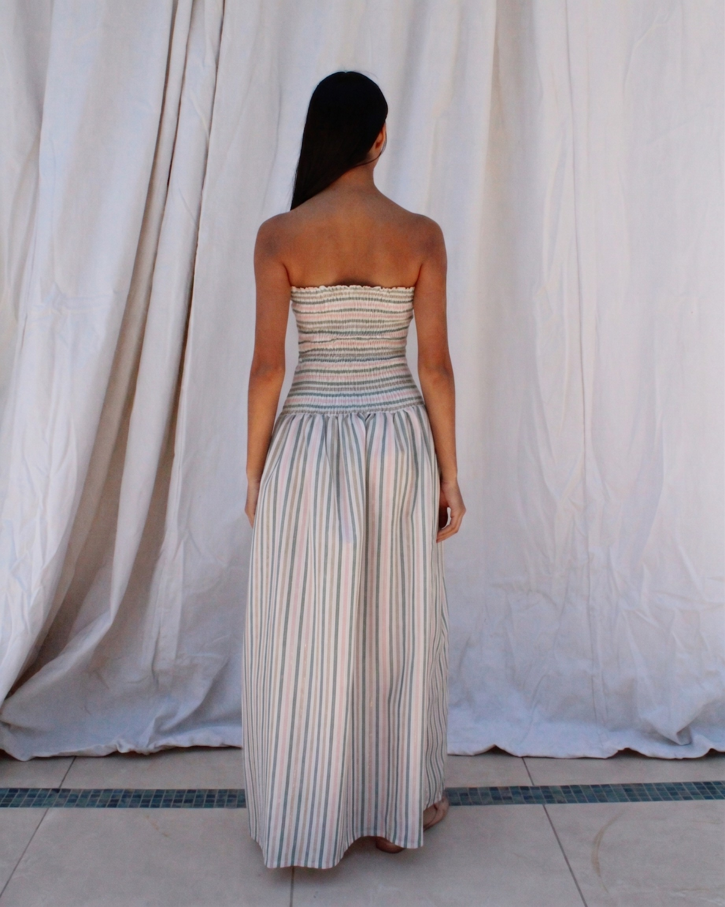 Flatter dress 2.0 in stripes (Jade + Pink)