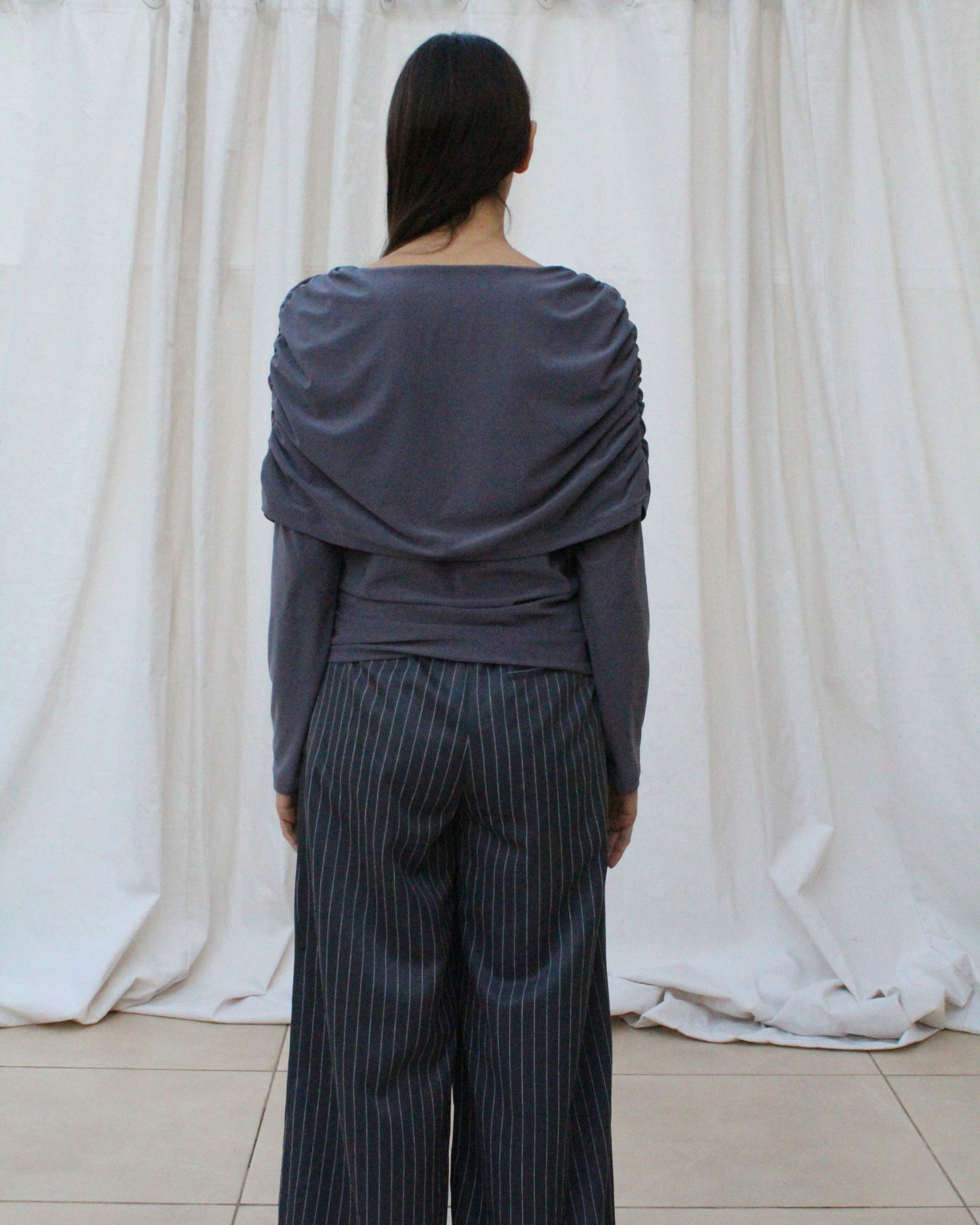 Wave long sleeve top in grey