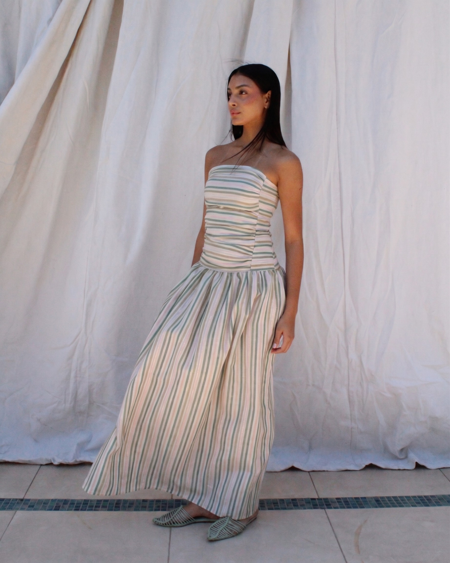 Flatter dress 2.0 in stripes (Jade + Pink)