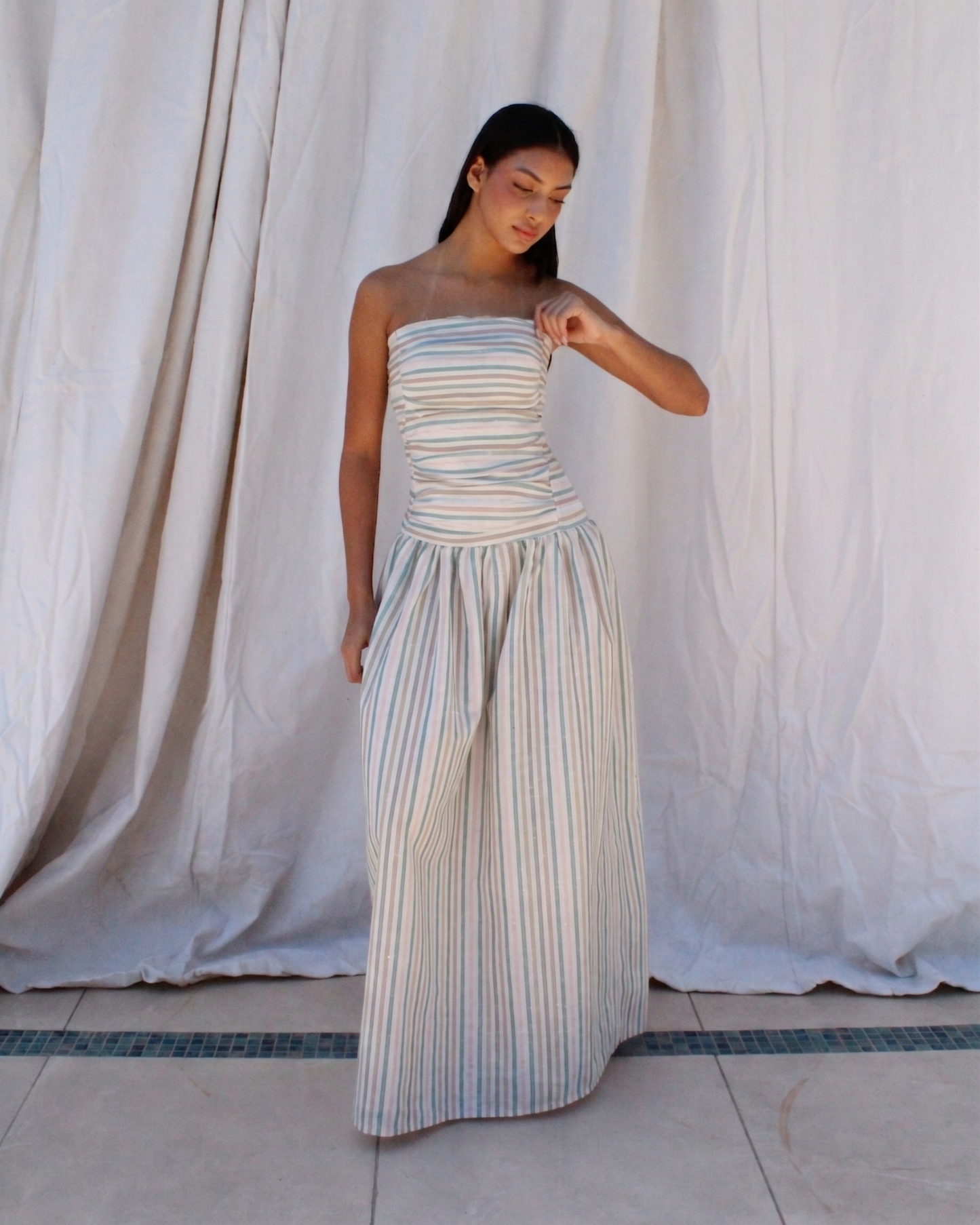 Flatter dress 2.0 in stripes (Jade + Pink)