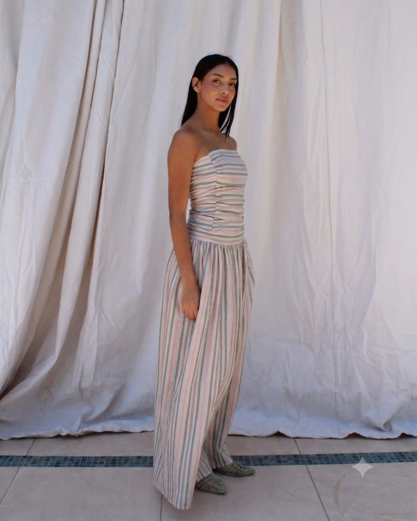 Flatter dress 2.0 in stripes (Jade + Pink)