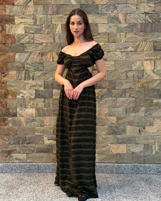 Elite dress in olive
