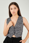 Cheviot vest in black