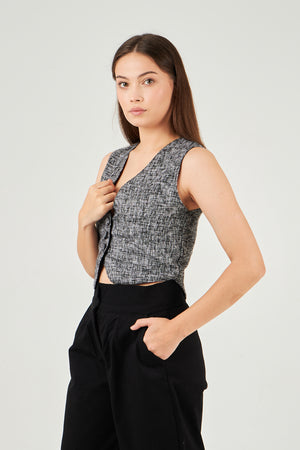 Cheviot vest in grey