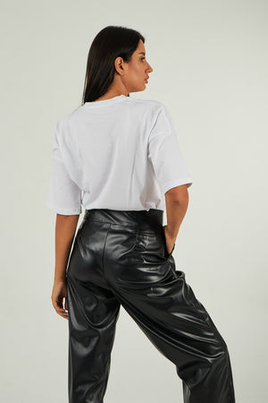 Own it pants in black leather