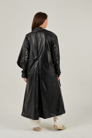 Planet coat in black leather