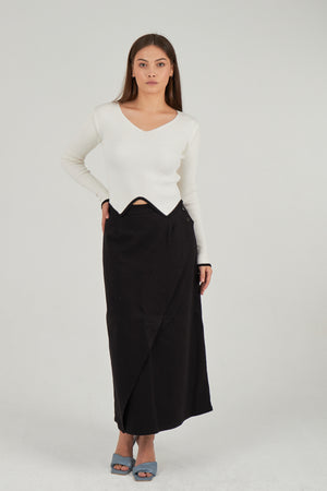 Criss cross maxi skirt in black