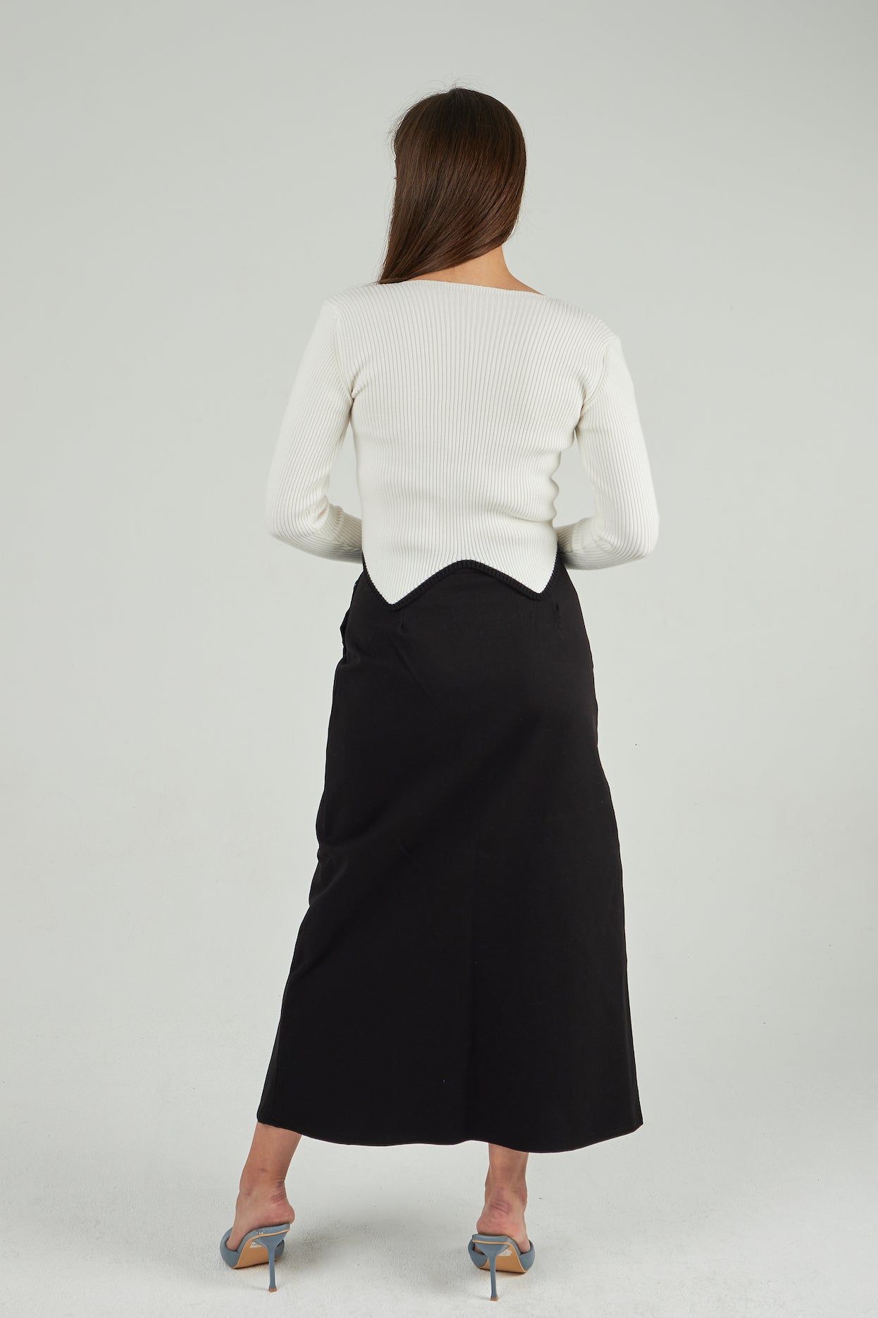 Criss cross maxi skirt in black