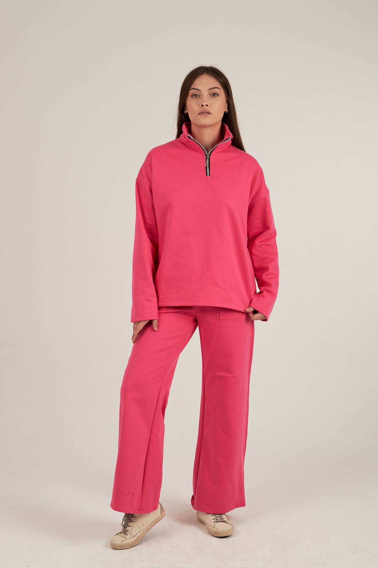 Zip it sweatshirt in fuchsia