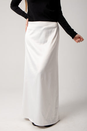Satin maxi skirt in white
