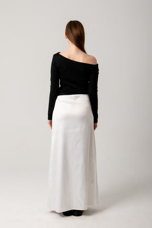 Satin maxi skirt in white