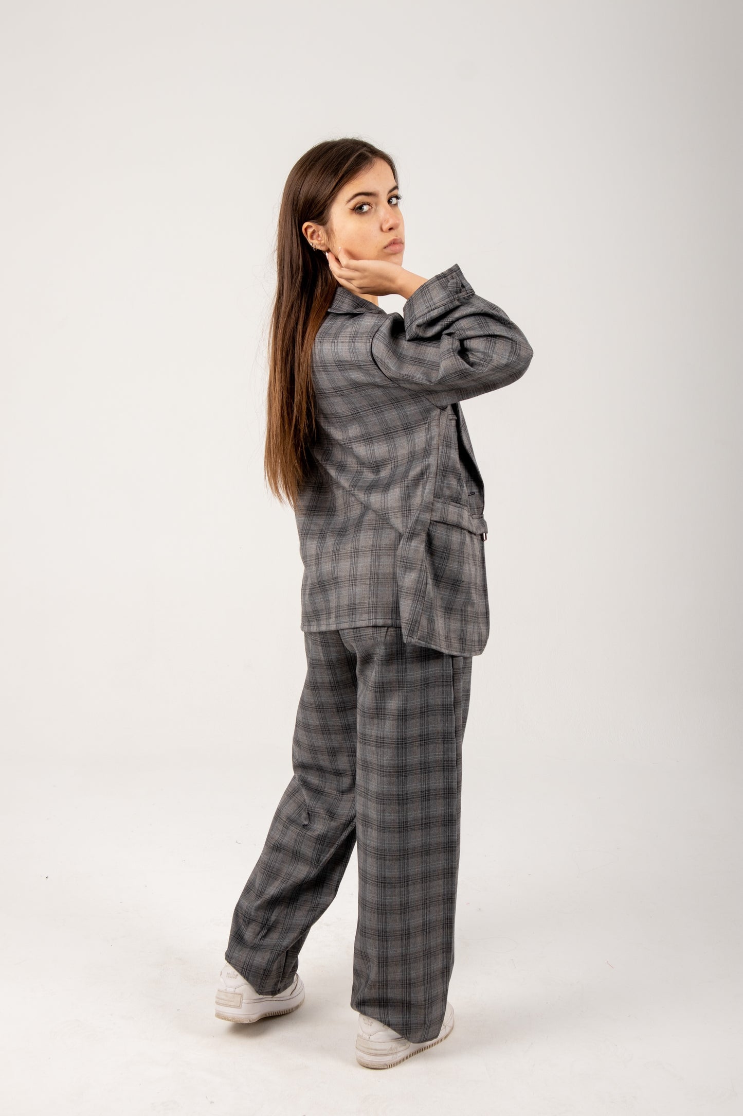 Check blazer in grey