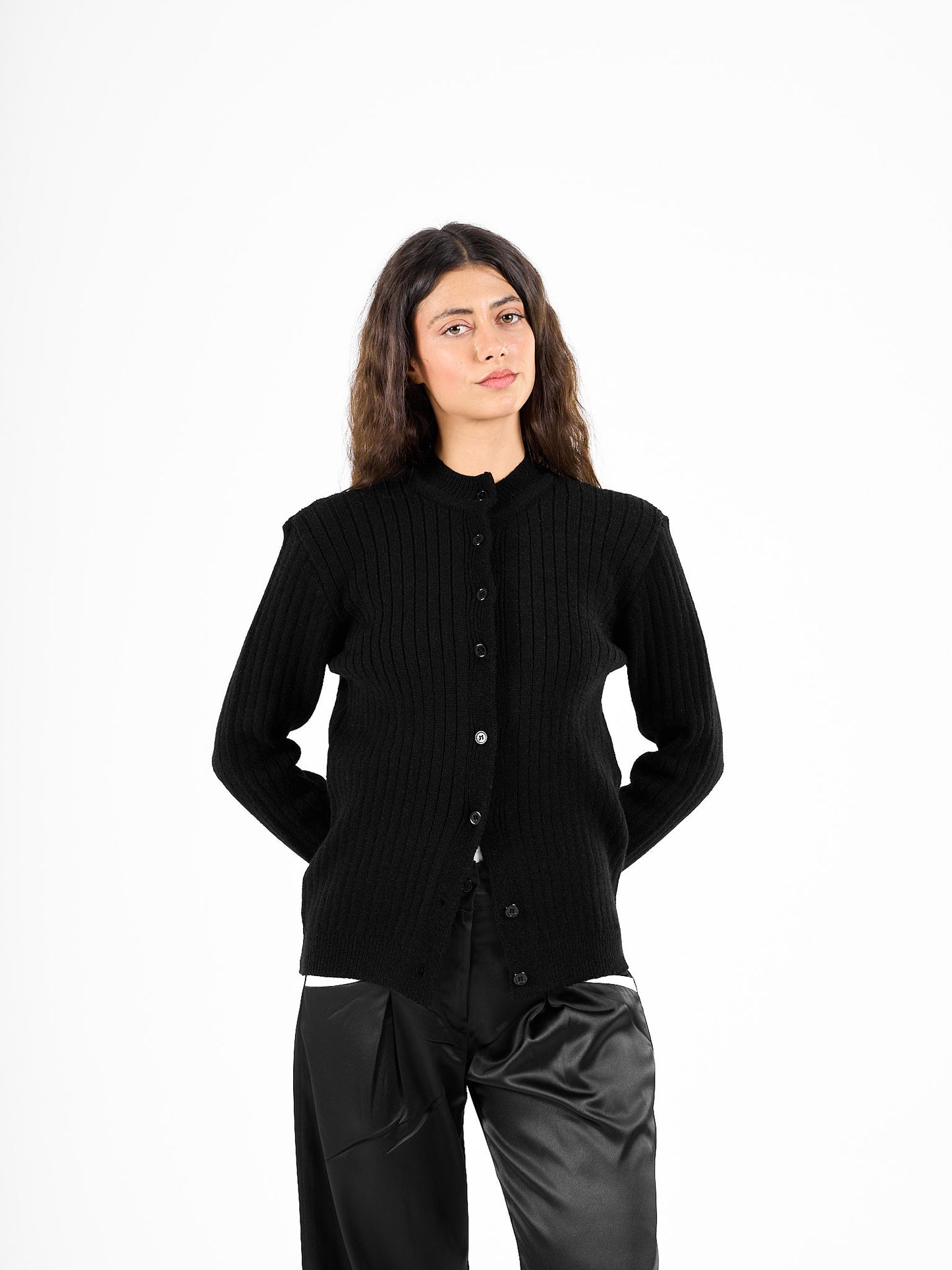 Button cardigan in black