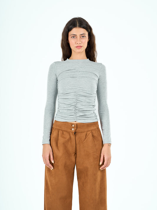 Ruched top in grey