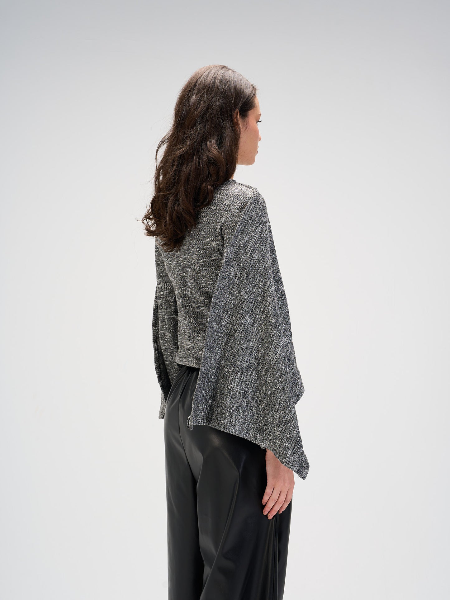 Shawl top in knit grey