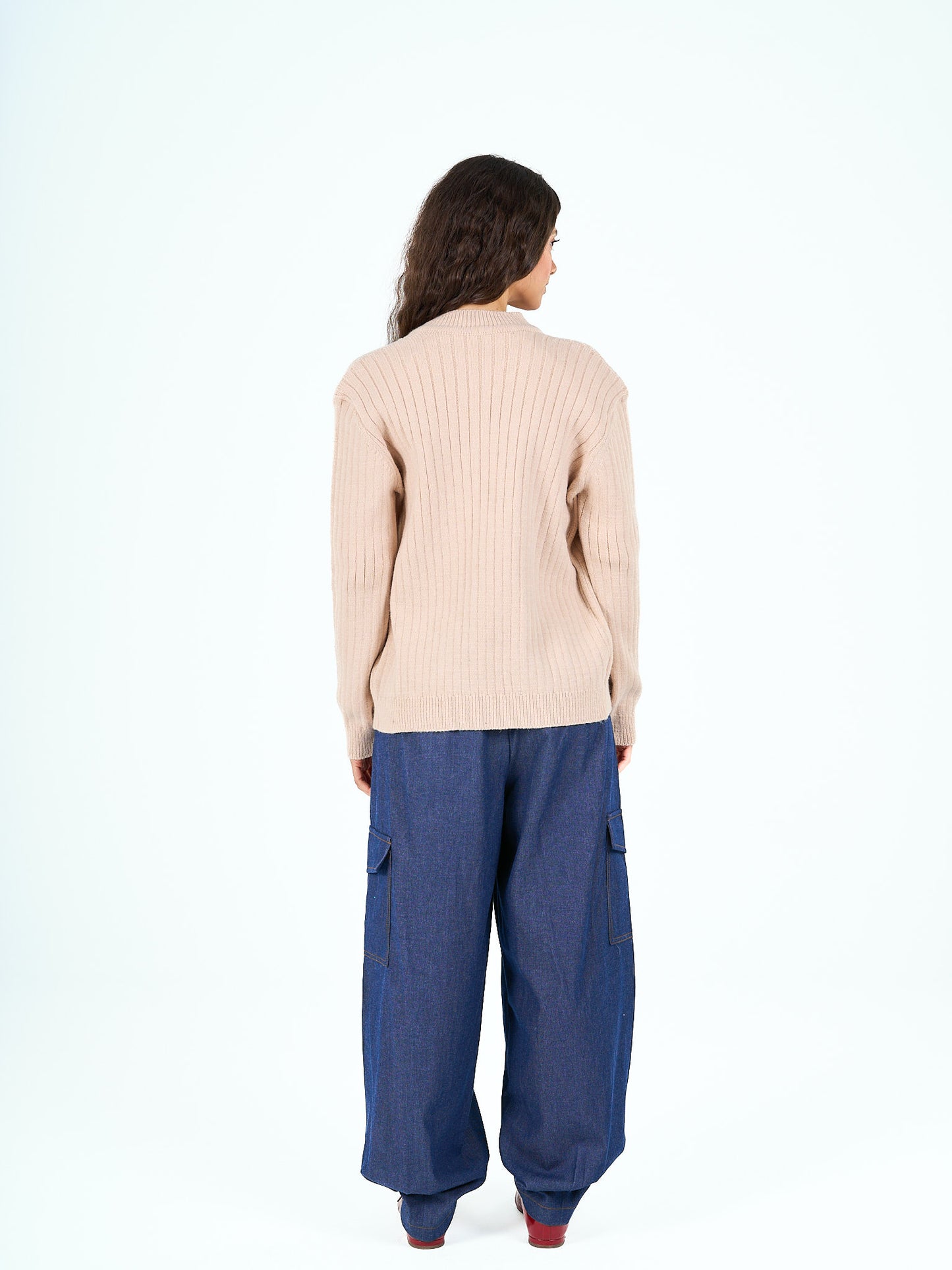 Button cardigan in blush pink