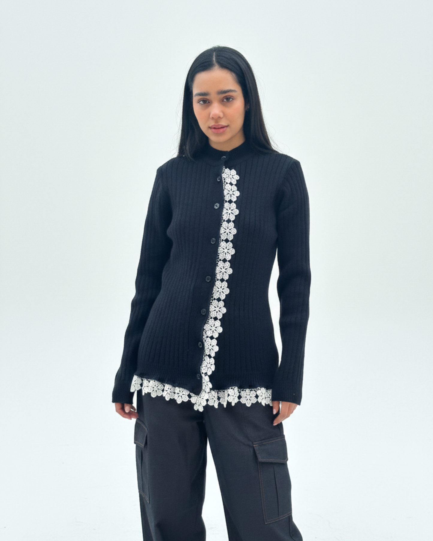 Flower knit cardigan
