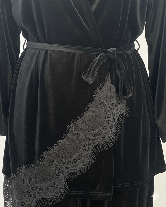 Lace waist belt in black