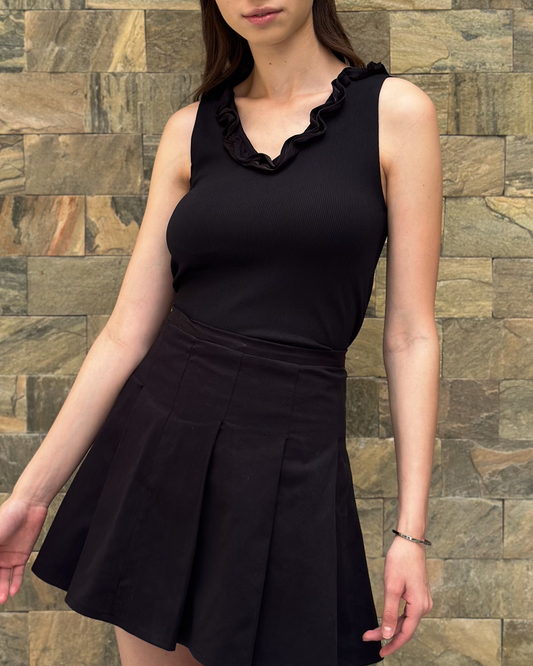Lycra bodysuit with shimmery ruffle
