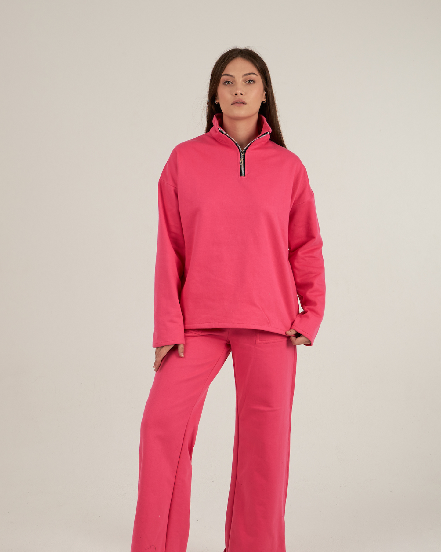 Zip it sweatshirt in fuchsia