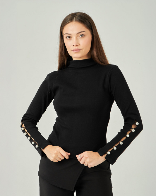 Pearl top in black