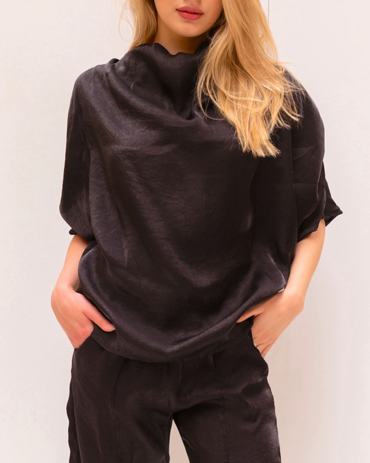 Tornado top in shimmer black