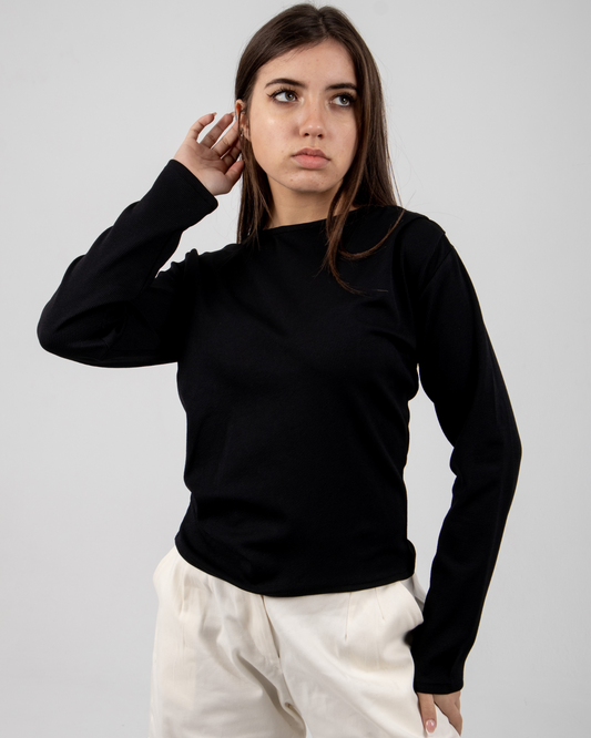 Basic long sleeves top in black