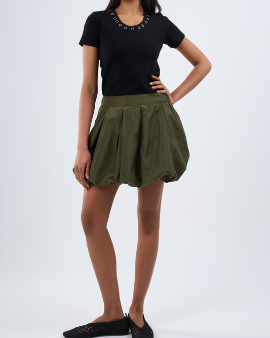 Bubble skirt in olive