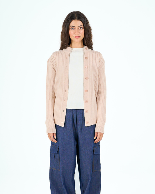 Button cardigan in blush pink