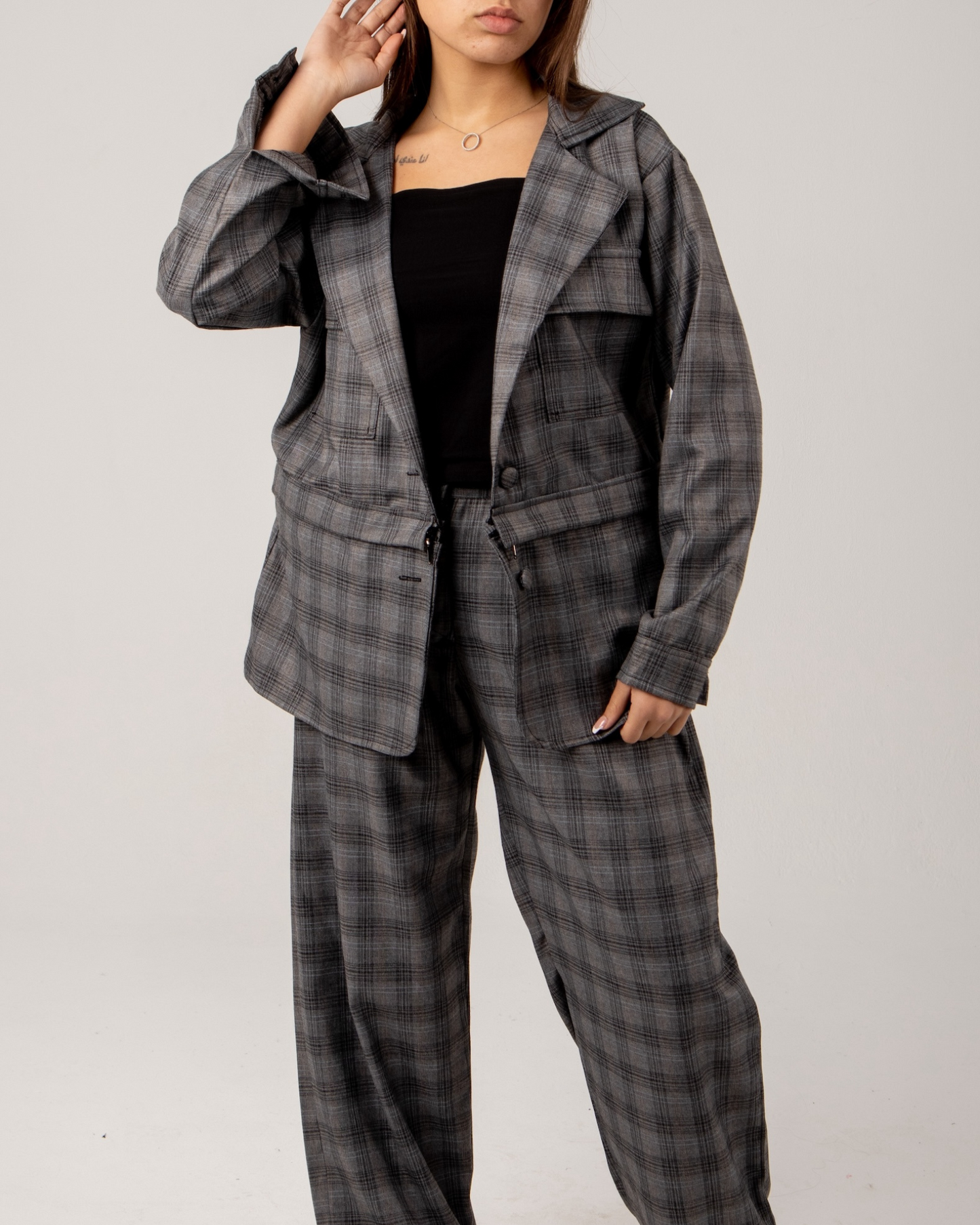 Check blazer in grey